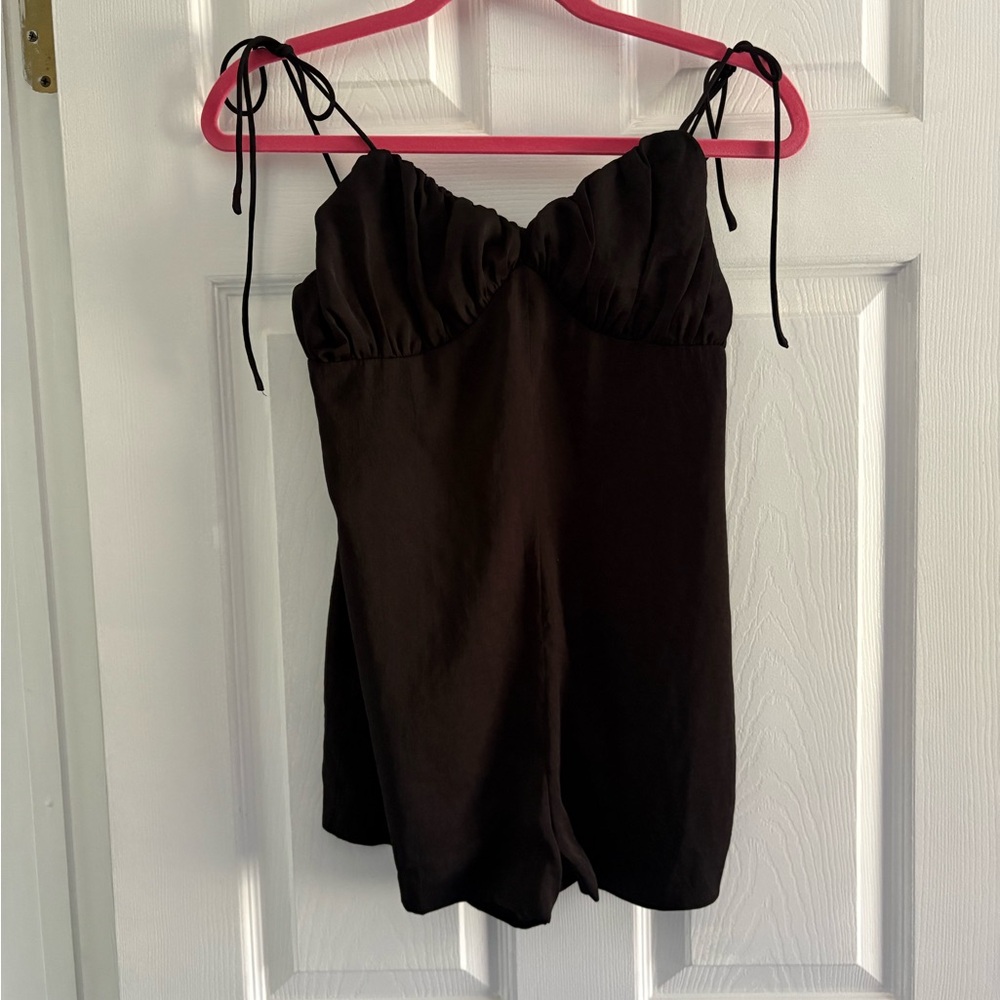 More To Come Black Tie-Strap Romper – Size M
